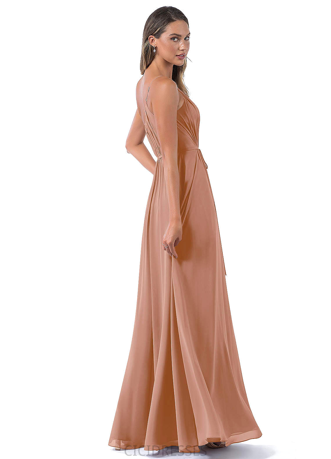 Melina A-Line/Princess Off The Shoulder Natural Waist Floor Length Sleeveless Spaghetti Staps Bridesmaid Dresses