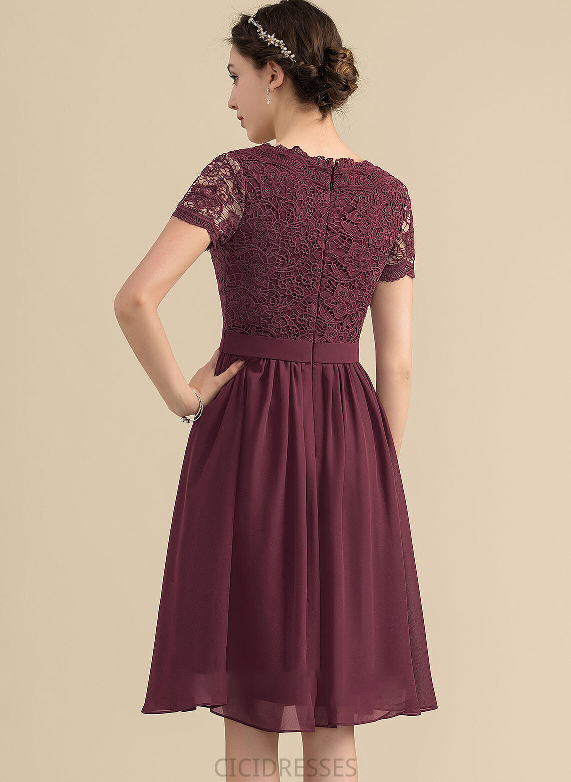 Neckline A-Line Straps Lace Silhouette V-neck Length Fabric Knee-Length Kassidy Sleeveless Floor Length Bridesmaid Dresses