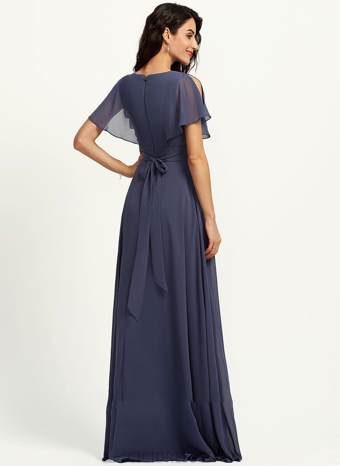 Fabric Length Silhouette Straps Neckline Floor-Length V-neck A-Line Mignon Spaghetti Staps Sleeveless Natural Waist Bridesmaid Dresses
