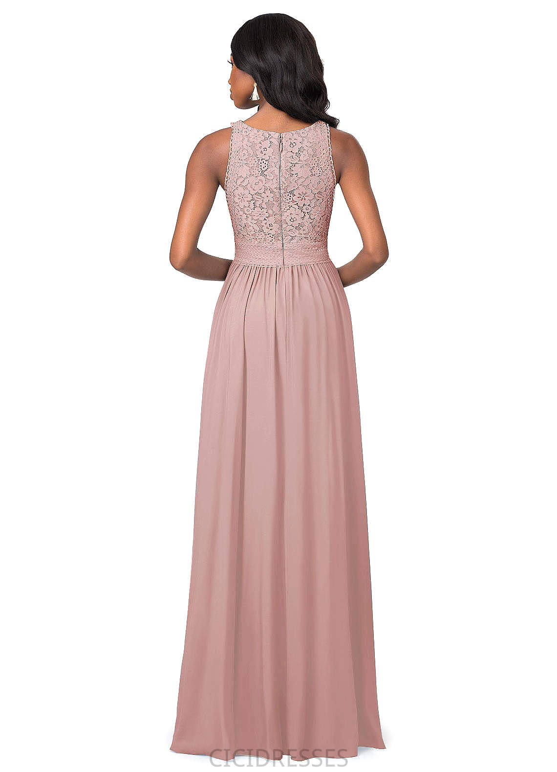 Kiera Sleeveless A-Line/Princess Floor Length Natural Waist V-Neck Bridesmaid Dresses