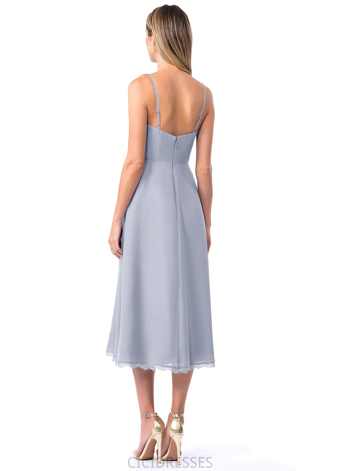 Adyson Floor Length V-Neck Short Sleeves Natural Waist A-Line/Princess Bridesmaid Dresses