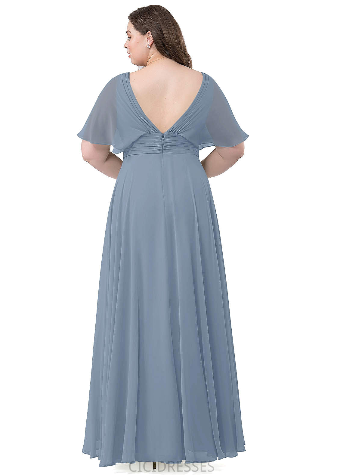 Maud Natural Waist Sleeveless V-Neck A-Line/Princess Floor Length Bridesmaid Dresses
