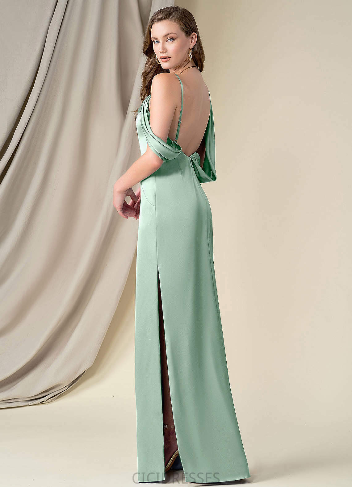 Heidy Natural Waist Floor Length Straps A-Line/Princess Sleeveless Bridesmaid Dresses