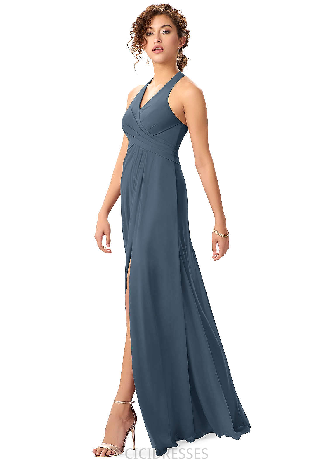 Brisa A-Line/Princess V-Neck Floor Length Sleeveless Natural Waist Bridesmaid Dresses