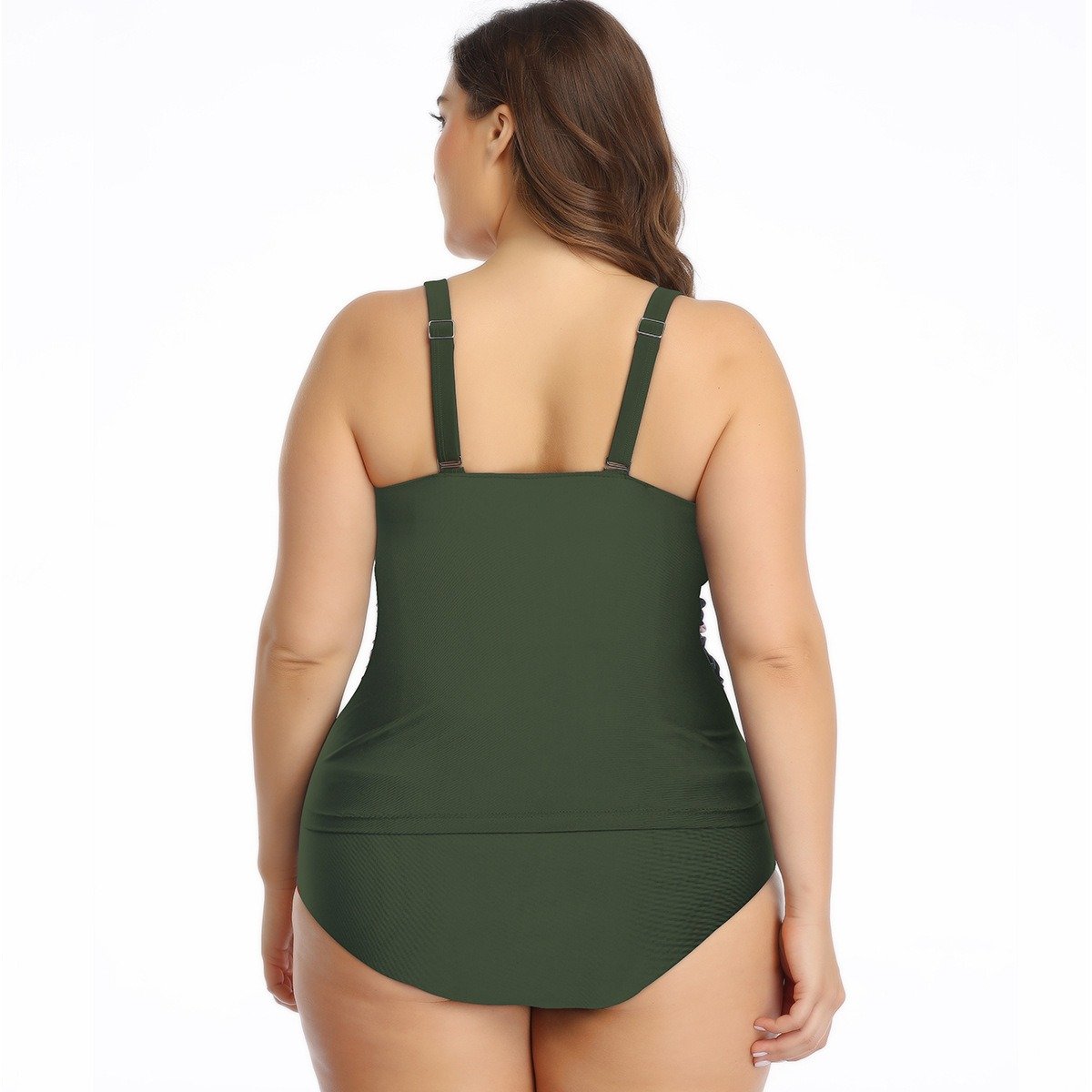 Two Piece Sling Solid Color Plus Size Swimsuit YDA20245