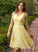 Silhouette Neckline Length Knee-Length Embellishment Bow(s) A-Line Ruffle V-neck Fabric Valeria Natural Waist Bridesmaid Dresses