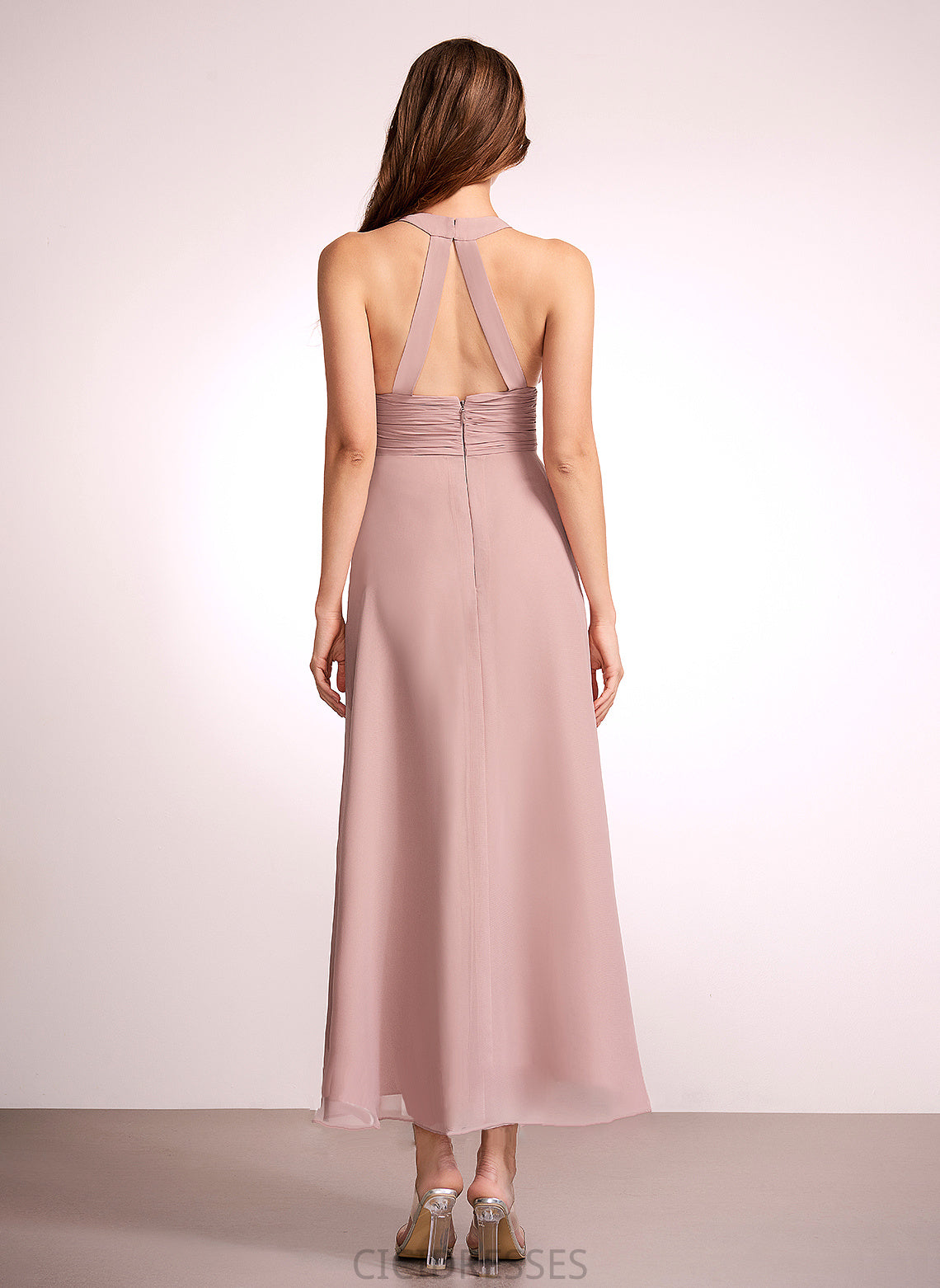 SplitFront Silhouette Fabric V-neck Embellishment Asymmetrical Neckline Length A-Line Taylor Spaghetti Staps Sleeveless Bridesmaid Dresses
