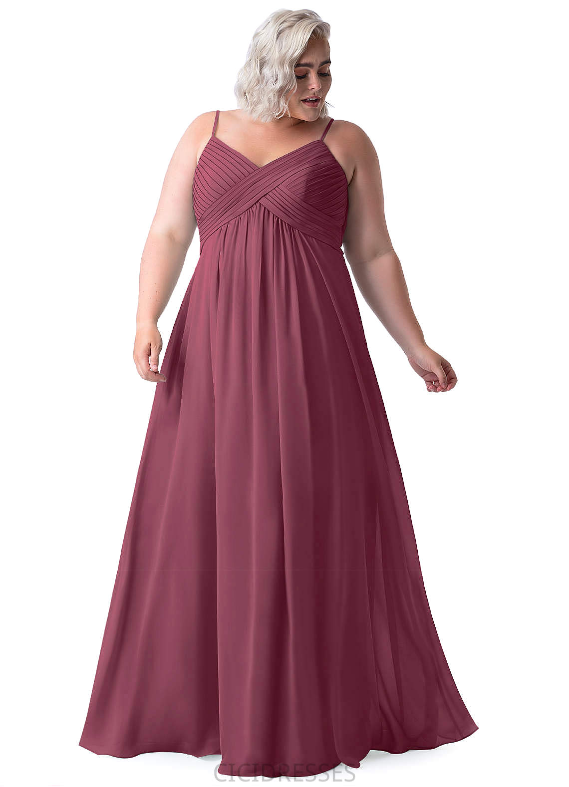 Yvonne A-Line/Princess Natural Waist Sleeveless Floor Length V-Neck Bridesmaid Dresses
