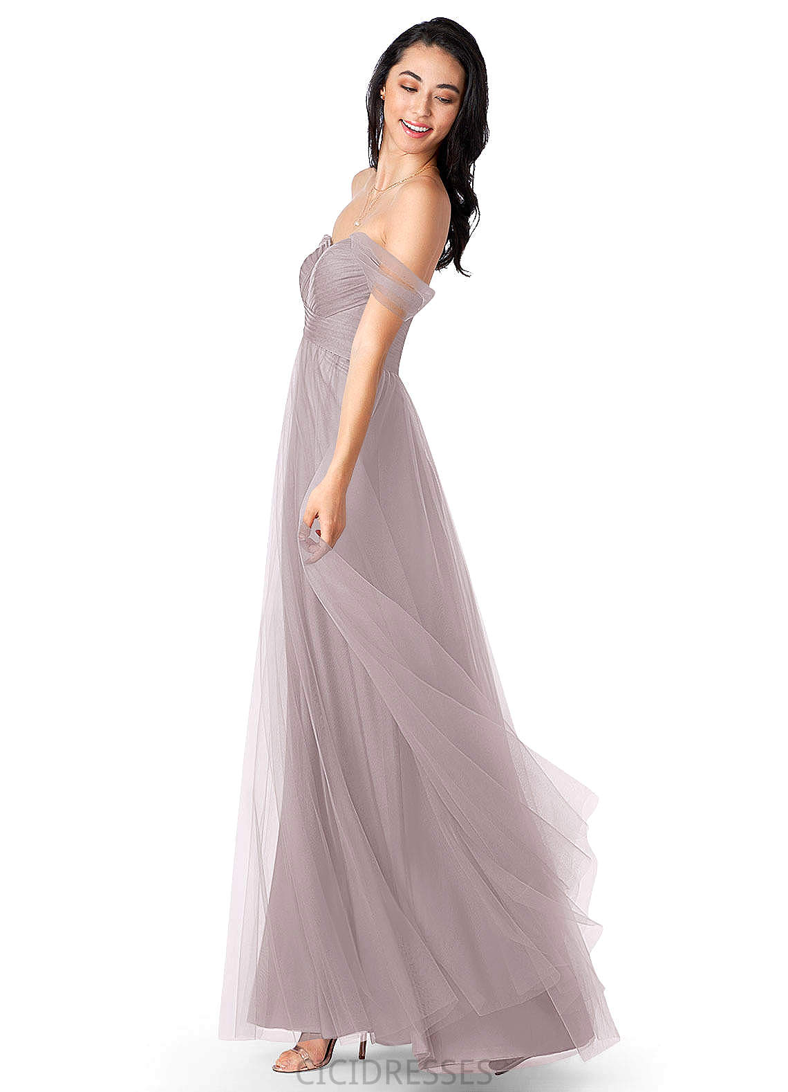 Reyna A-Line/Princess Floor Length Natural Waist V-Neck Sleeveless Bridesmaid Dresses