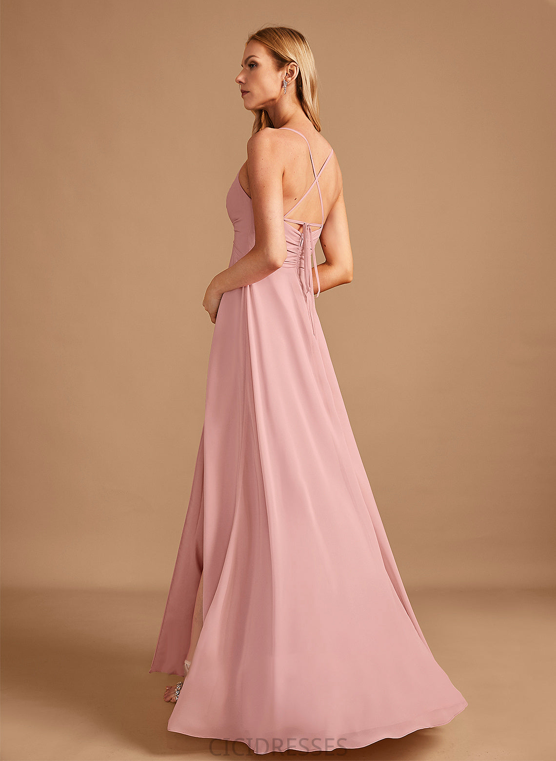 Length Embellishment A-Line Floor-Length Fabric Neckline SplitFront V-neck Silhouette Natasha A-Line/Princess Floor Length Bridesmaid Dresses
