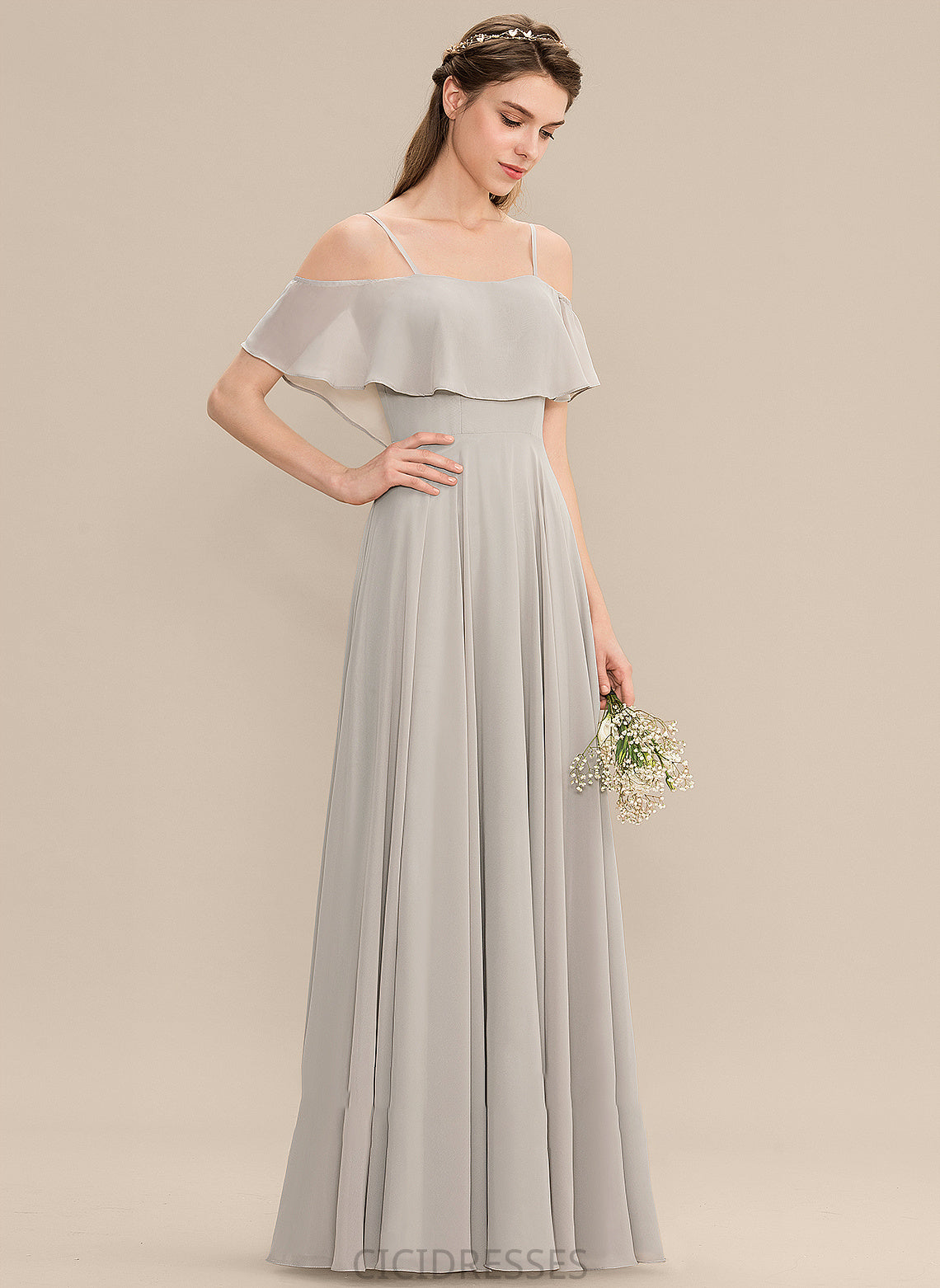 Silhouette A-Line Neckline Off-the-Shoulder Straps Floor-Length Length Fabric Abril Sleeveless A-Line/Princess Natural Waist Bridesmaid Dresses