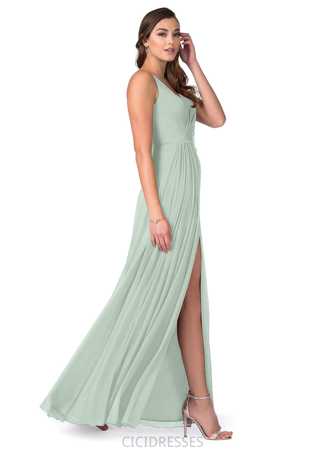 Izabella High Low A-Line/Princess Sleeveless Halter Natural Waist Bridesmaid Dresses