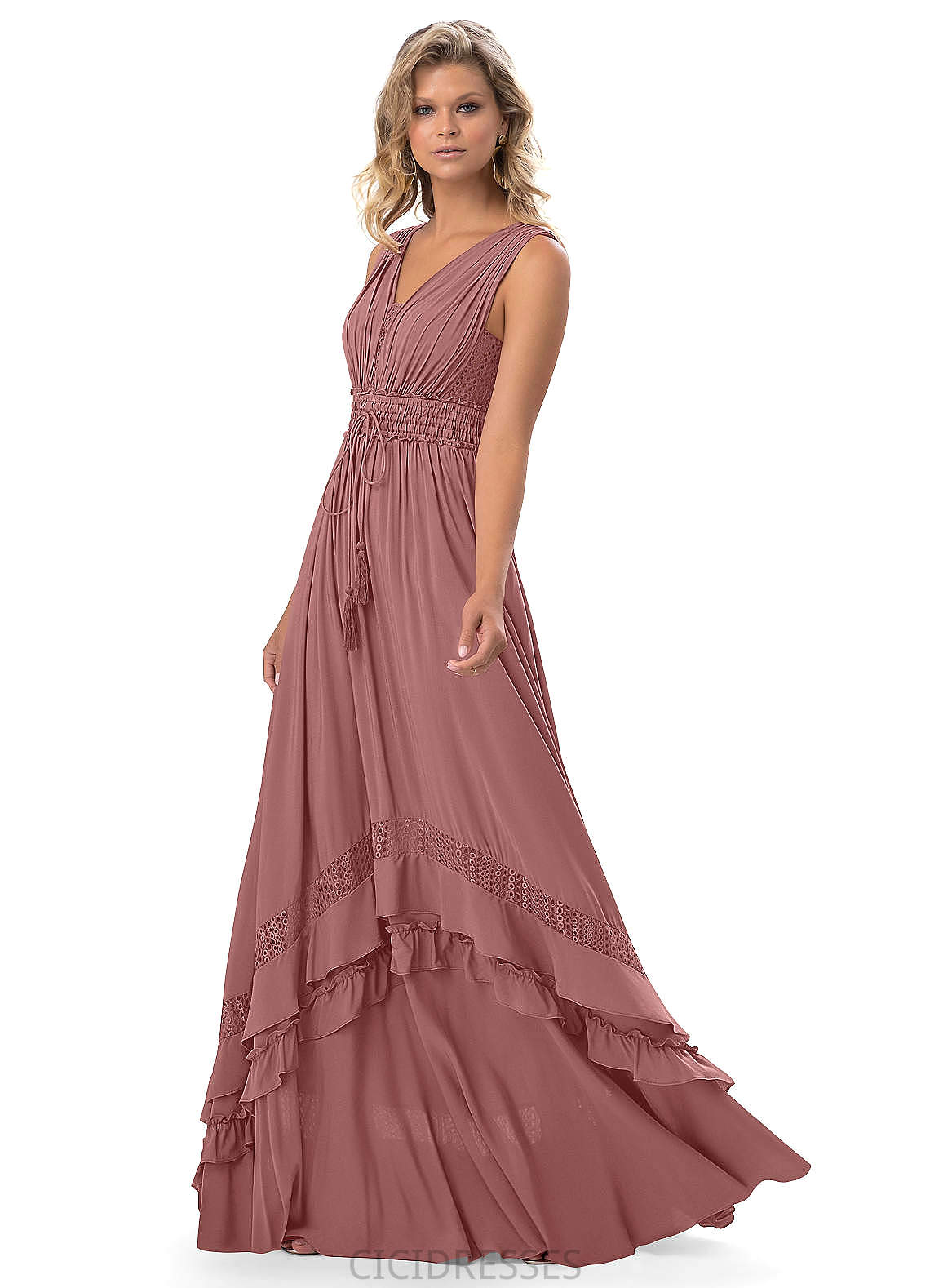Beryl Floor Length A-Line/Princess Spaghetti Staps Sleeveless Natural Waist Bridesmaid Dresses