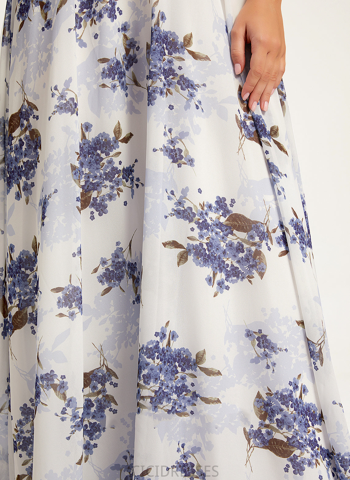 Silhouette A-Line Fabric Floor-Length Sequins Neckline Embellishment V-neck Length Pleated Cailyn Scoop Bridesmaid Dresses