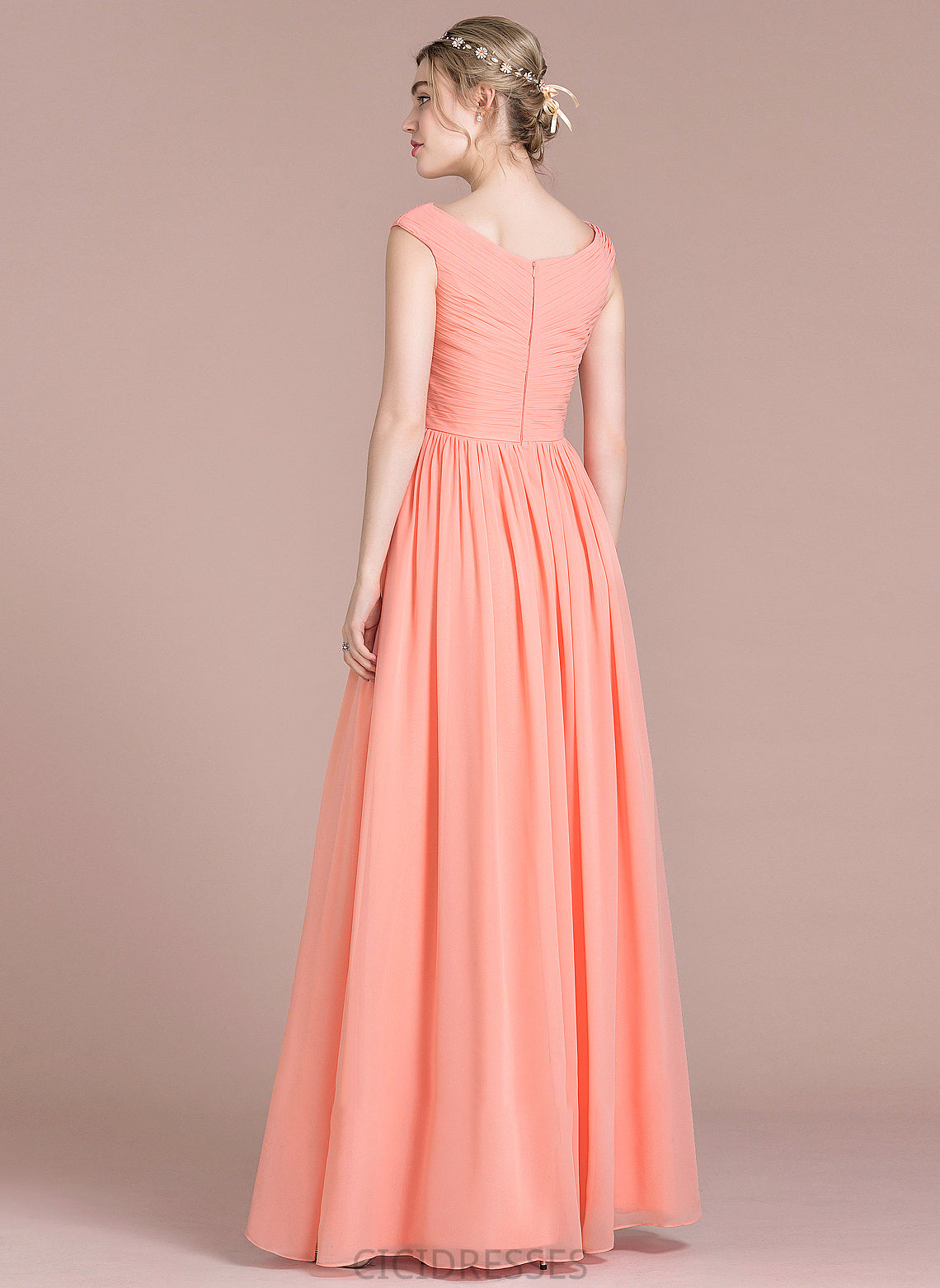 Straps Neckline Fabric Embellishment V-neck Floor-Length Ruffle Length Julianne A-Line/Princess Natural Waist Floor Length Bridesmaid Dresses