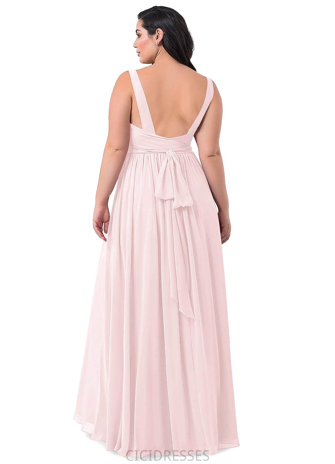 Caitlin Sleeveless V-Neck Natural Waist A-Line/Princess Floor Length Bridesmaid Dresses