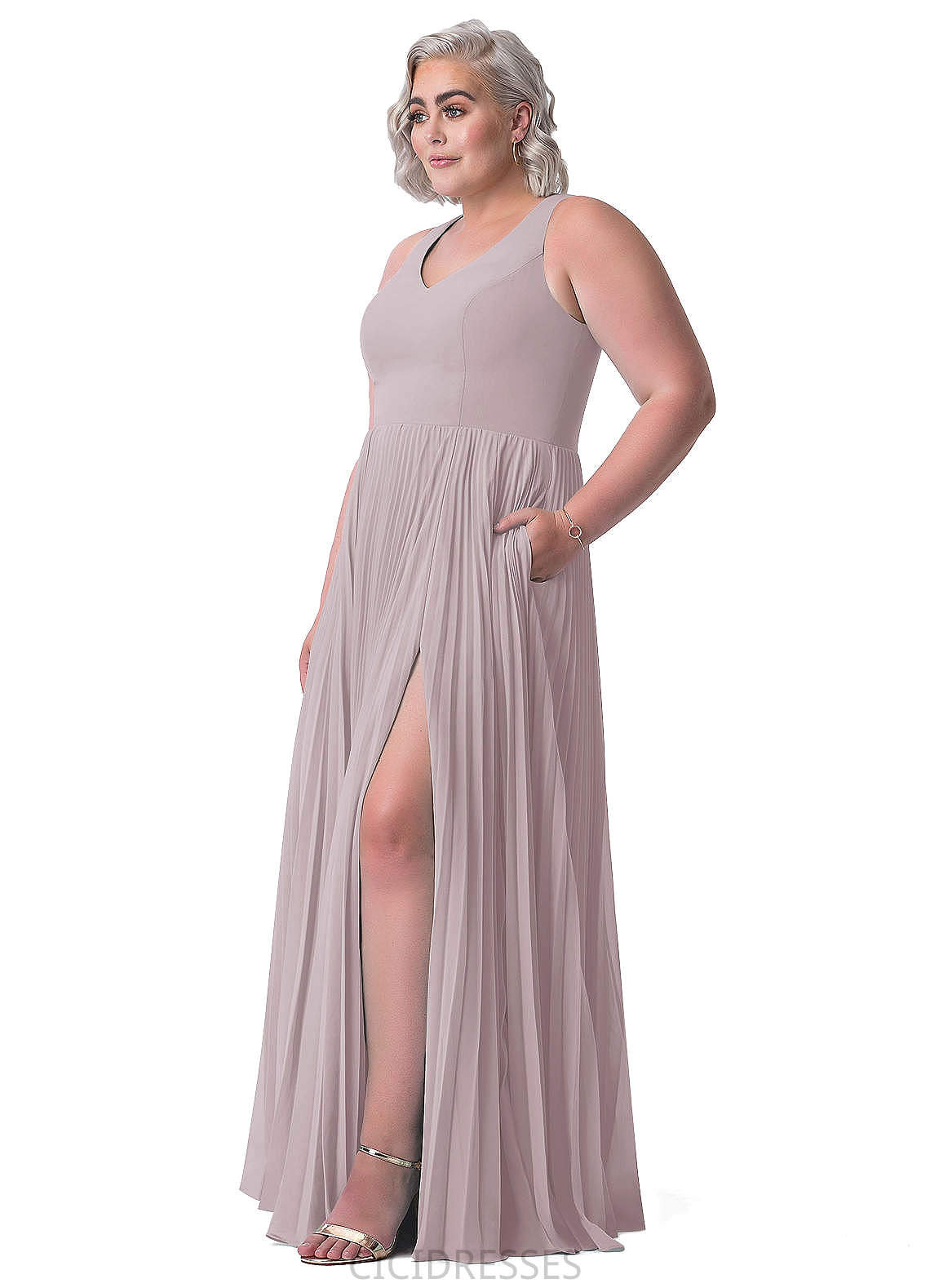 Ava Natural Waist Straps A-Line/Princess Sleeveless Floor Length Bridesmaid Dresses