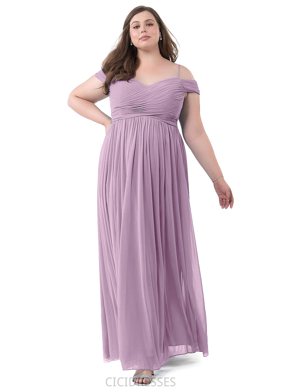 Ellen A-Line/Princess Knee Length Natural Waist V-Neck Sleeveless Bridesmaid Dresses