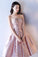 Pink A Line Strapless Applique Knee Length Homecoming Dress, Short Prom Dresses N1950