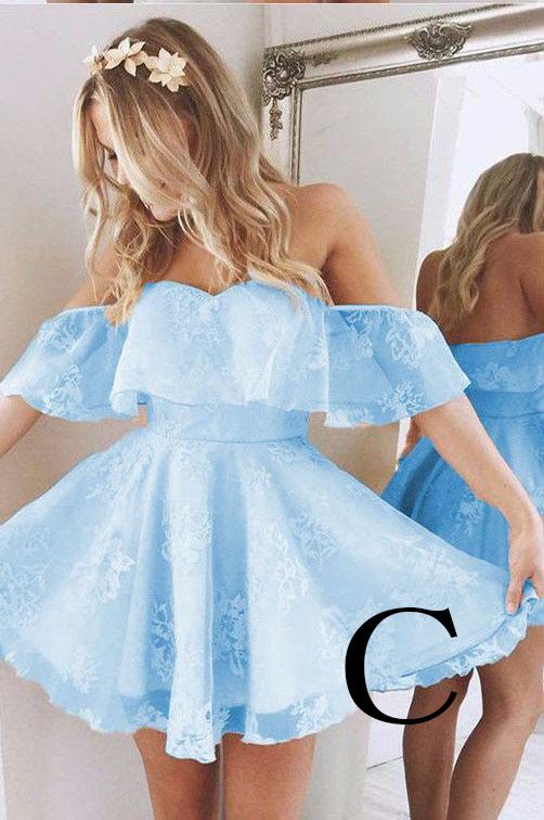 A-Line Homecoming Dress,Lace Off-Shoulder Short Prom Dresses,Pink Homecoming Dress,N104