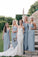 Flowy Long one Shoulder Cheap Dusty Blue Chiffon Bridesmaid Dresses with Slit N2073