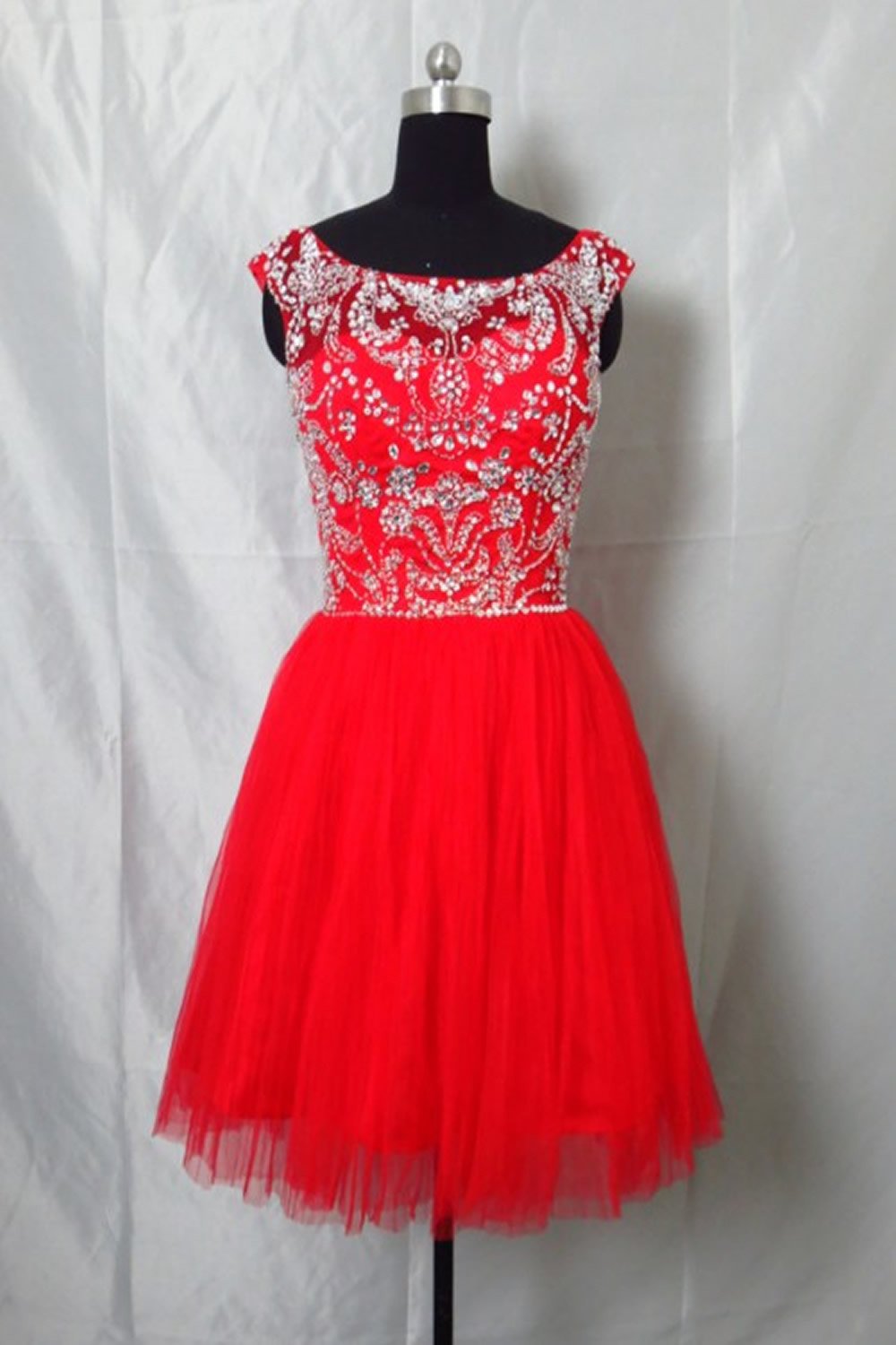 Newest Red Tulle Short Prom Dress Homecoming Dress E60