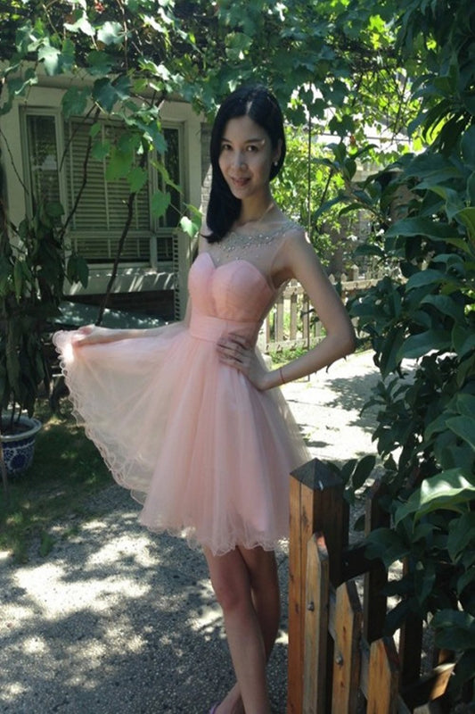 Backless Tulle Short Prom Dress Homecoming Dress E3