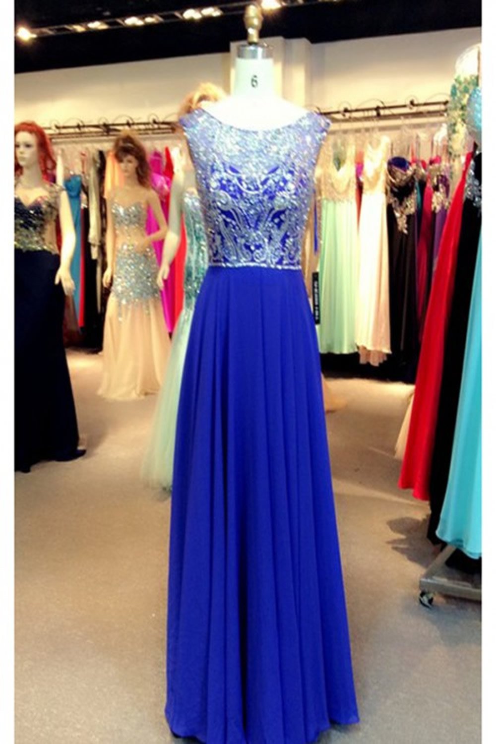 Royal Blue Beading Long Prom Dress Evening Dress E5