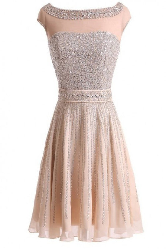 Real Made Beading Short Prom Dress Homecoming Dress E2