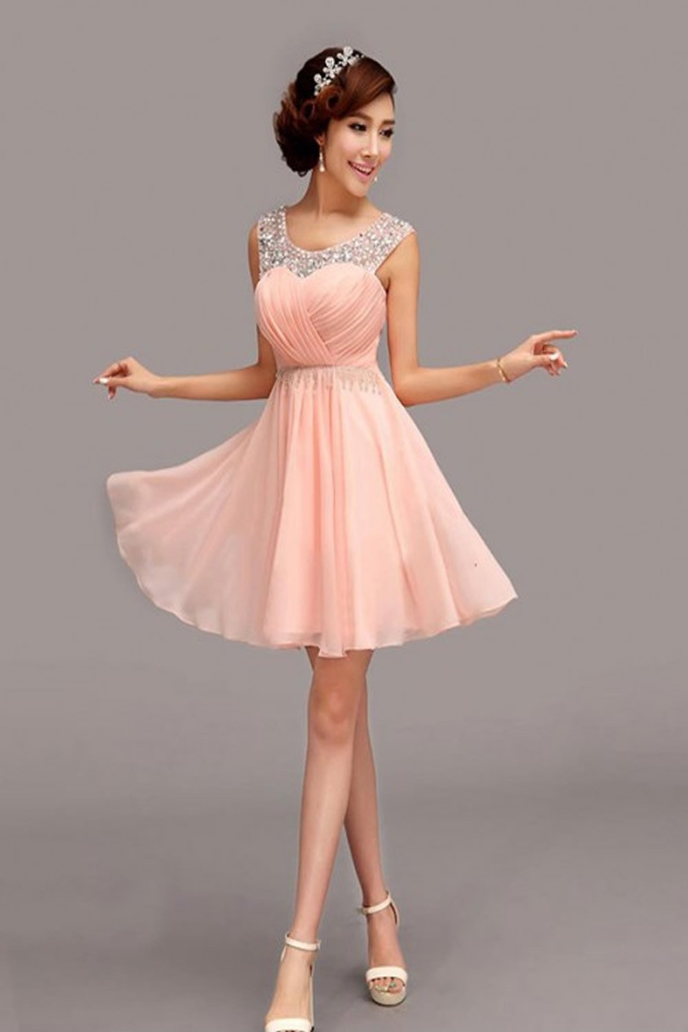 A-Line Chiffon Short Prom Dress Homecoming Dress E26