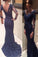 New Arrival Dark Navy Lace Mermaid Long Prom Dress E38