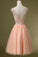 Blush Pink Backless Tulle Short Prom\Homecoming Dresses ED0655