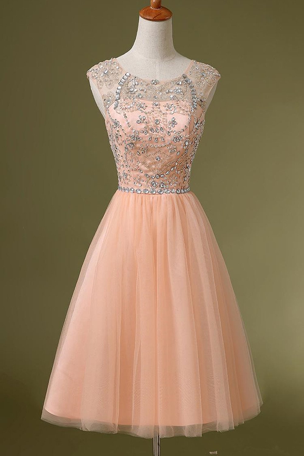 Blush Pink Backless Tulle Short Prom\Homecoming Dresses ED0655