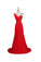 Satin Red Long Beaded One Shoulder Prom Party Dresses ED0659