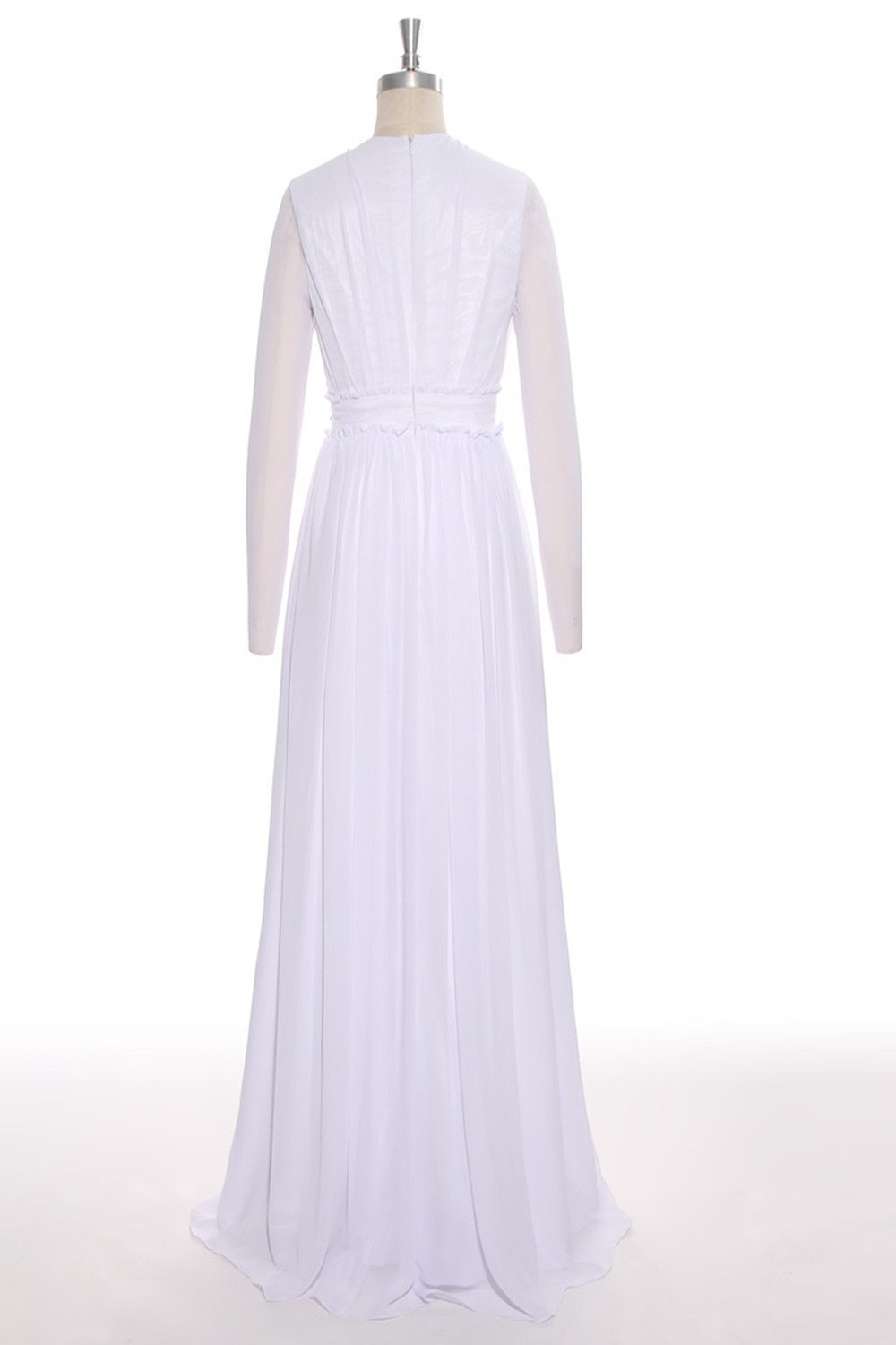 Simple White Chiffon Deep V-neck Long Wedding Dresses ED0674