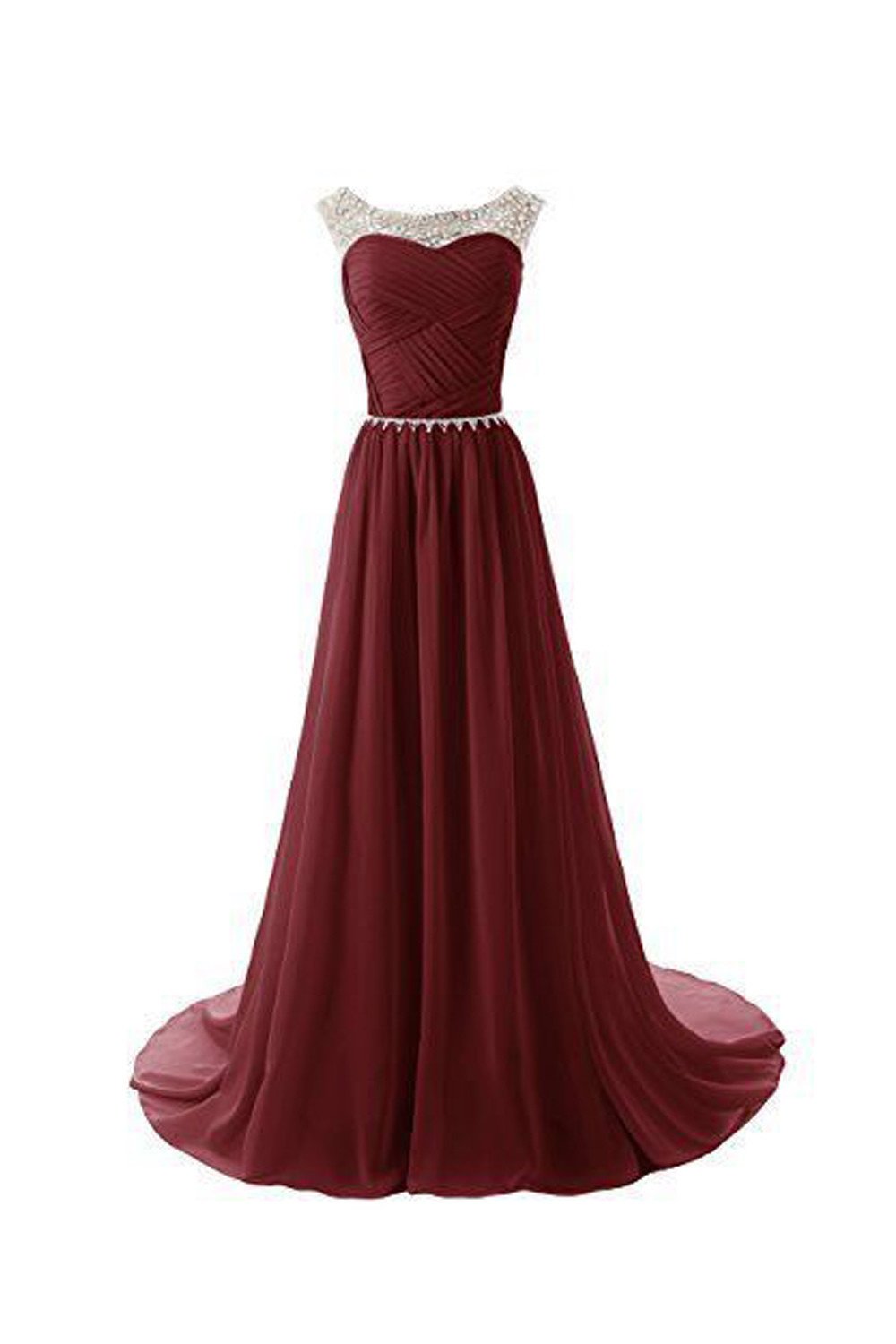 Burgundy Sweetheart Chiffon Long Prom Evening Dresses ED0675