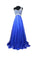 Royal Blue Beaded One Shoulder Long Prom Party Dresses ED0676