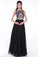 Chiffon Black Beaded Cap Sleeves Long Prom Dresses ED0721