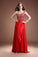 Front Split One Shoulder Red Beaded Open Back Prom Dresses ED0834