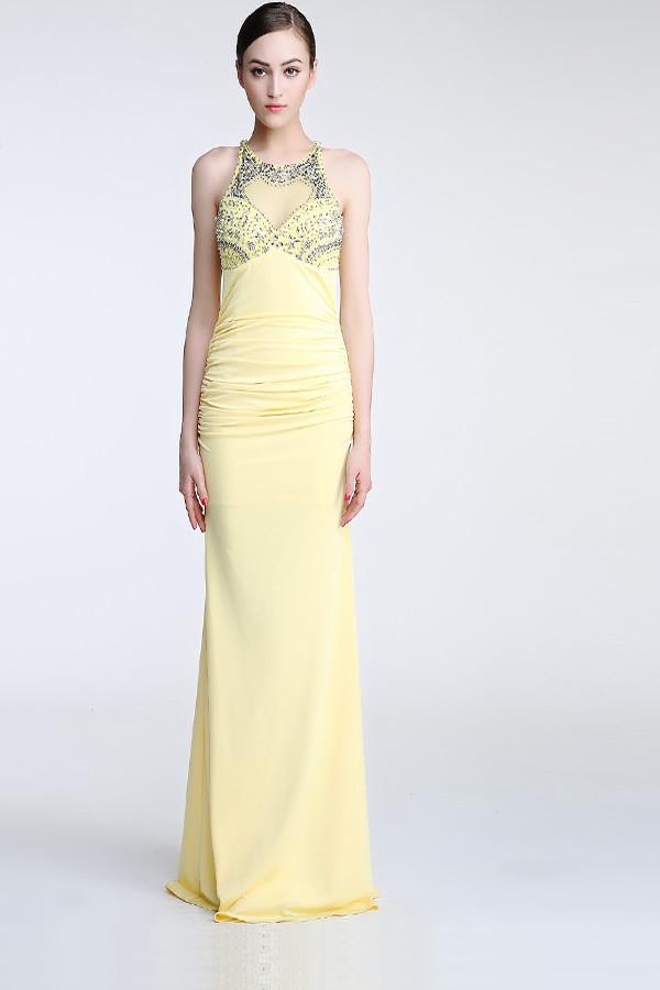 Daffodil Long Beaded Open Back Prom Evening Dresses ED0837