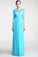 Real Nice Light Sky Blue Chiffon Half Sleeves Prom Dresses ED0841