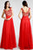 Open Back Red Long Lace Beaded Prom Evening Dresses ED0842