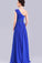One Shoulder Chiffon Long Royal Blue Simple Prom Dresses ED0852