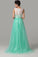 Cap Sleeves Mint Green Lace Long Prom Dresses ED0861