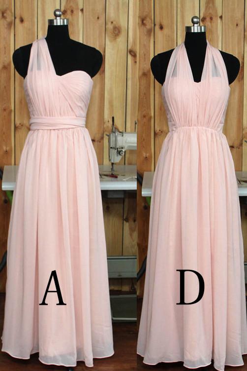 Convertible Blush Bridesmaid dress,One Shoulder Wedding Party dress,Sweetheart Prom Dress,N79