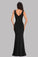 Unique Black V Neck Mermaid Prom Dresses with Slit Simple Affordable Evening Dresses XU90817