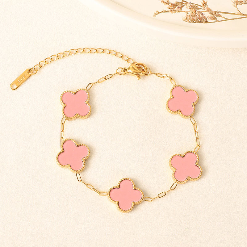 18k Gold Lucky Four Leaf Clover Bracelet For Women Luxury Flower Bracelet