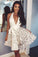 Ivory Lace Applique Halter Sexy Homecoming Dresses, Sexy Sleeveless Short Party Dress N1818