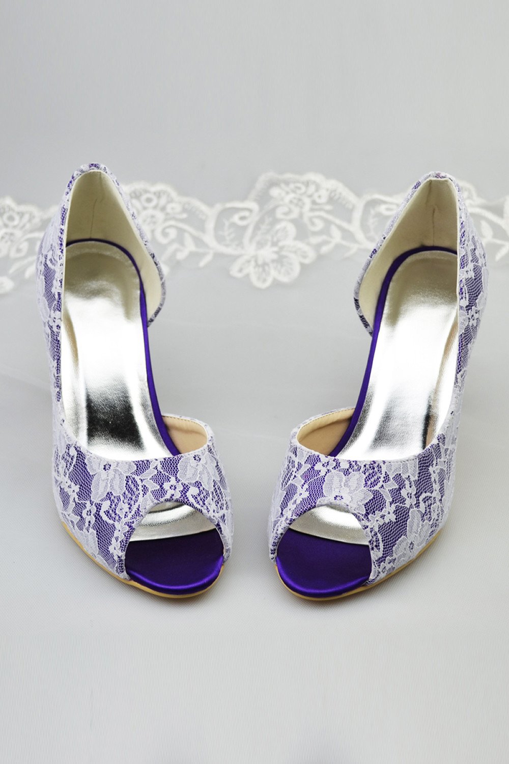 Hand Made Woman Heels Lace Wedding Pary Shoes L-042T