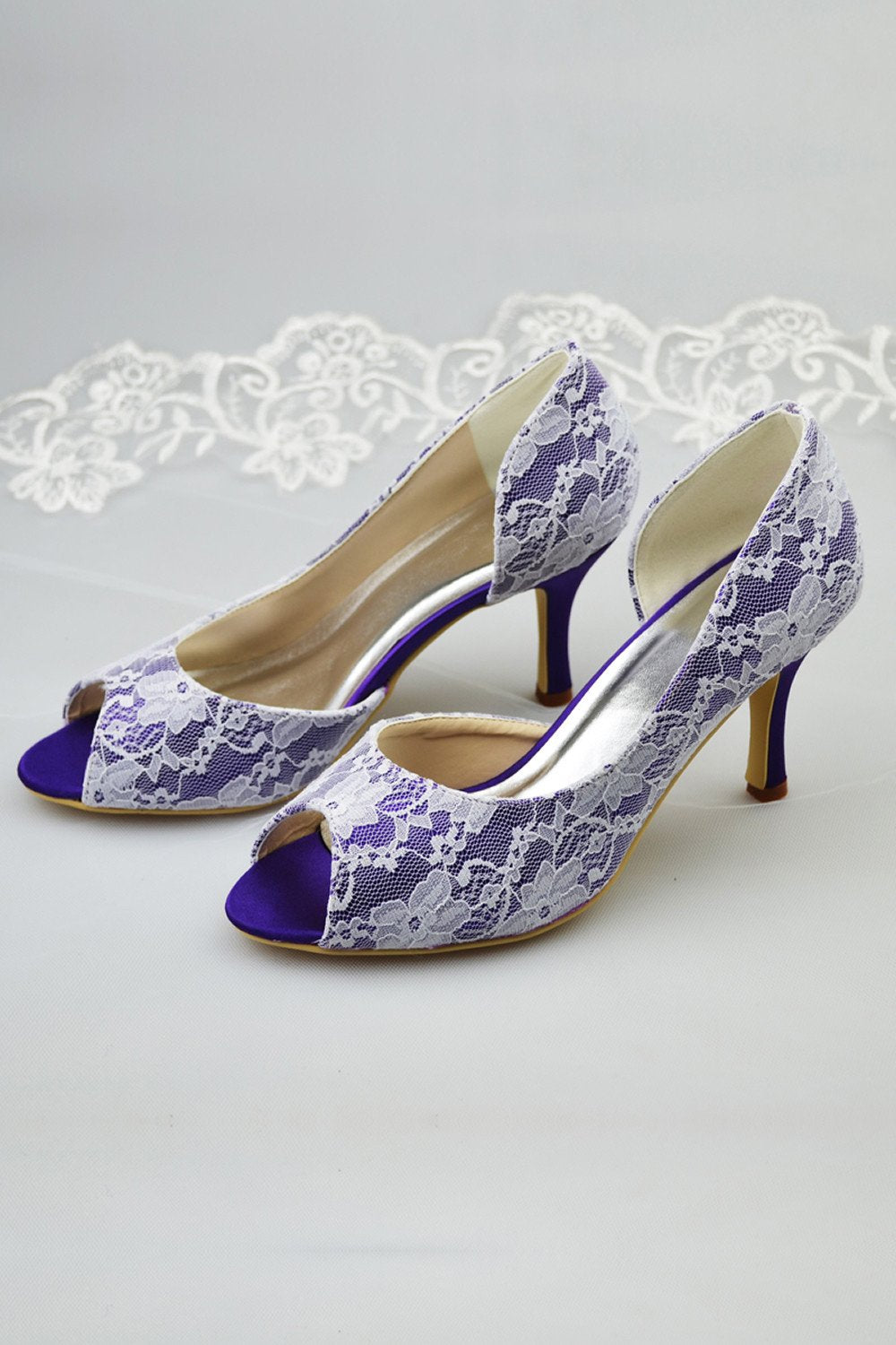 Hand Made Woman Heels Lace Wedding Pary Shoes L-042T